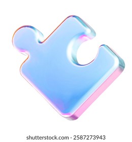  3d holographic jigsaw puzzle piece on isolated background. Vector illustration.