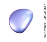 3d holographic liquid shape, iridescent chrome fluid bubble isolated on white background. Render of abstract holographic metal blob with rainbow gradient effect. 3d vector geometric illustration