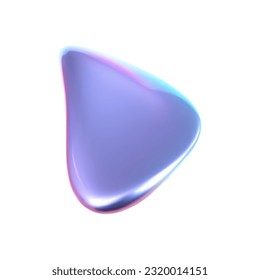 3 d forma holográfica líquida, burbuja de líquido cromado iridiscente aislada sobre fondo blanco. Representación del blob de metal holográfico abstracto con efecto gradiente arco iris. Ilustración geométrica vectorial 3d