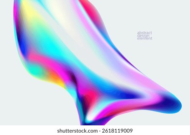 3D Holographic liquid shapes. Colorful iridescent bubble on white background. Abstract vector frame.