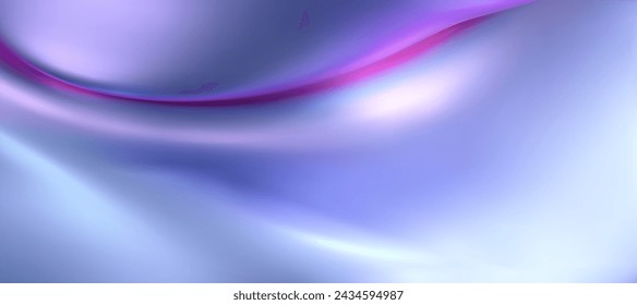 3d holographic liquid wavy texture, iridescent silk fabric background or rainbow smooth metal foil. Render of hologram cloth with wavy folds, shiny gradient effect in motion. 3d vector chrome texture