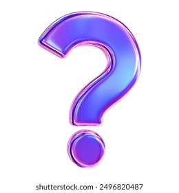 3d holographic or neon question mark icon. Faq problem solution symbol. Stock vector illustration on isolated background.