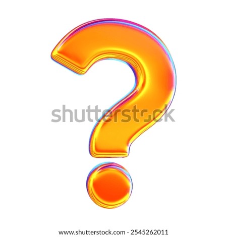 3d holographic or neon question mark icon. Faq problem solution symbol. Stock vector illustration on isolated background.