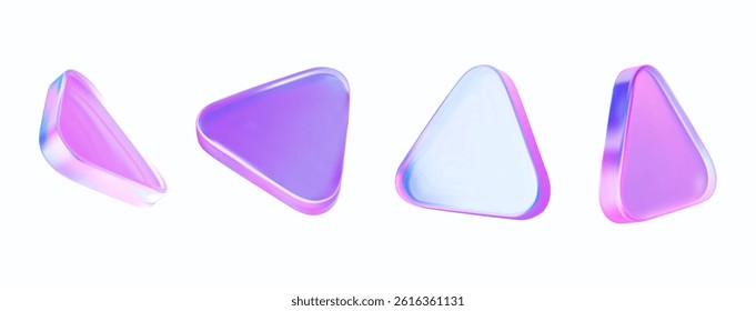 3D holographic set of triangles in abstract shapes. Vector illustration