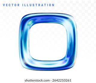 3D holographic shape. Abstract glass liquid form. 3d vector illustration