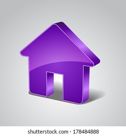 3d Home Glossy Vector Icon