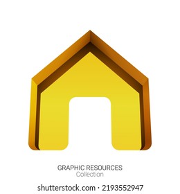 3d home or house vector icon. Use as real estate company logo or home button in web browsers or sites. Inner shadow and inner depth effect. Included in the graphic resources collection