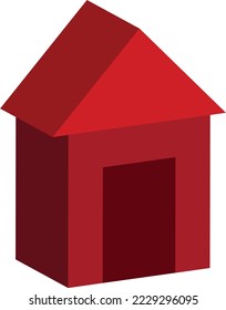 3D home icon in red isolated on white background. Vector illustration for real estate and insurance