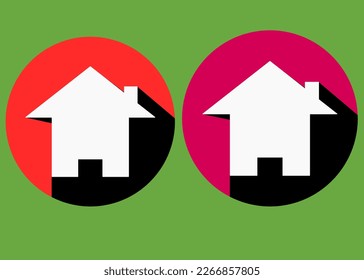 3D home icon vetor. with red and pink colors.