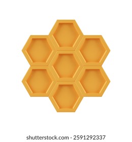 3d honey combs in frontal view. Vector illustration. Geometric pattern. Nature elements. Hexagon cells pattern.