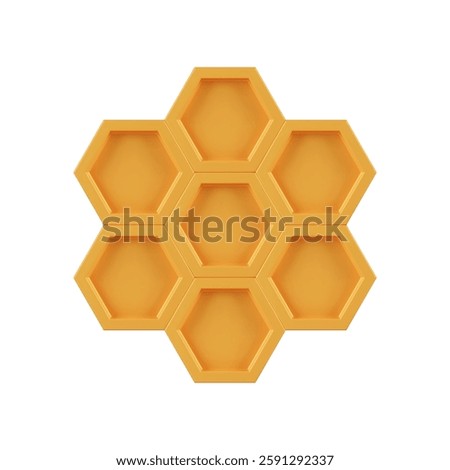3d honey combs in frontal view. Vector illustration. Geometric pattern. Nature elements. Hexagon cells pattern.