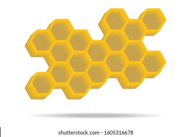 3d honeycomb bee icon isolated on white background.Hexagon style.Beehive polygon.Geomatric shape pattern.Design for your product brand logo ,element of infographic.Work for print and screen.Vector.