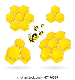 3d honeycomb with cartoon bees