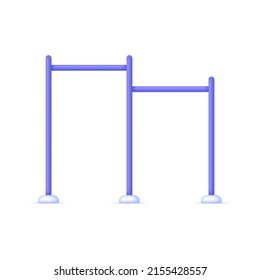 3D Horizontal bar icon isolated on white background. Classes to pull up and sport exercises. Sport concept. Can be used for many purposes. Trendy and modern vector in 3d style.