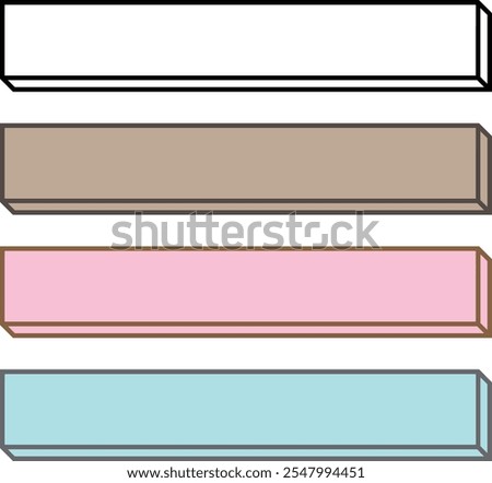 3D horizontal frame, white, brown, pink, light blue, square