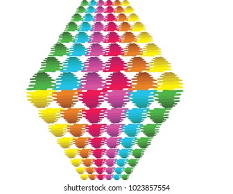 3D horizontal pattern - 6 colors on white background