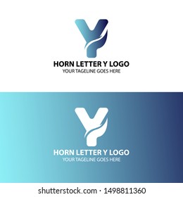 3D Horn Letter Y Logo. Modern Logo. 