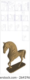 3D Horse Sculpture Puzzle cnc laser cutting 3 mm