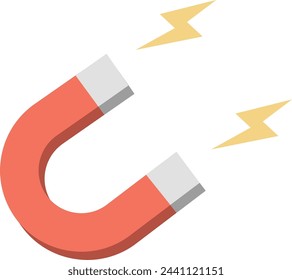 3D Horseshoe magnet icon. Magnet with
lightning vector icon. Magnetize,
magnetism, attraction. magnet concept for business investment, income and financial savings, money
making