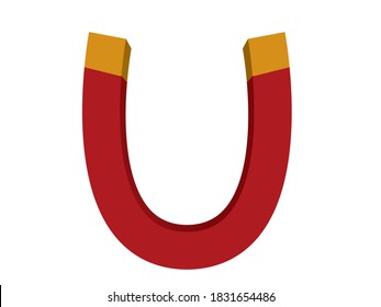 3d horseshoe magnet isolated on white