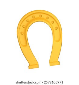 3D horseshoe. A symbol of good luck. Decorative element for St. Patrick's Day. Vector 3D realistic illustration isolated on white background.