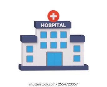 3d hospital building icon isometed