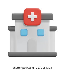 3d vector de icono del hospital. Aislado sobre fondo blanco. 3.ª construcción y concepto arquitectónico. Dibujo de estilo mínimo. Icono de construcción 3d ilustración de representación vectorial.