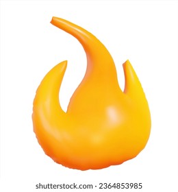 3d hot fire flame icon or symbol fire emoji with cartoon style on isolated background. Stock vector illustration.