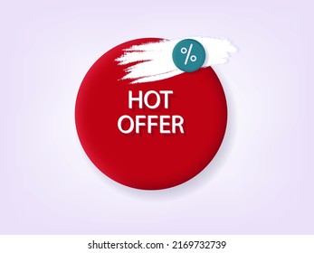 3d hot offer banner. Special discounts, big sale, mega advantageous offer. Business advertising, promotion of modern, seasonal sales, label with the announcement of reduced prices. Vector illustration