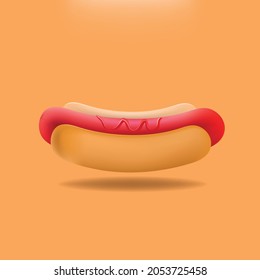 3.ª salchicha de hotdog e ilustración del vector del pan