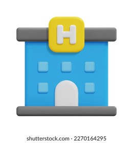 3d vector de icono de hotel. Aislado sobre fondo blanco. 3.ª construcción y concepto arquitectónico. Dibujo de estilo mínimo. Icono de construcción 3d ilustración de representación vectorial.