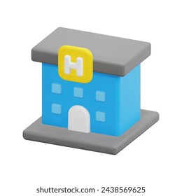 3d hotel icon vector. Isolated on white background. 3d building and architecture concept. Cartoon minimal style. 3d vector building icon render illustration.