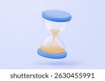3d hourglass alarm clock simplicity icon signs with notice. New urgency reminder management concepts for social media. 3d hour watch announce icon for measurement time vector render illustration