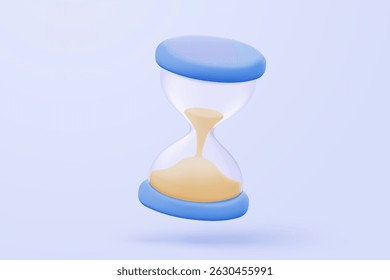 Reloj de alarma de reloj de arena 3D signos de icono de simplicidad con aviso. Nuevos conceptos de gestión de recordatorios de urgencia para las redes sociales. Icono de anuncio de reloj de hora 3D para la ilustración de renderizado de Vector de tiempo de medición