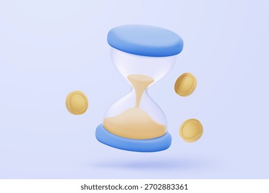 3d hourglass despertador simplicidade ícone sinais com aviso. Novos conceitos urgentes de gerenciamento de lembretes para mídias sociais. ícone de anúncio de relógio de 3d para medição de tempo vetor renderização ilustração
