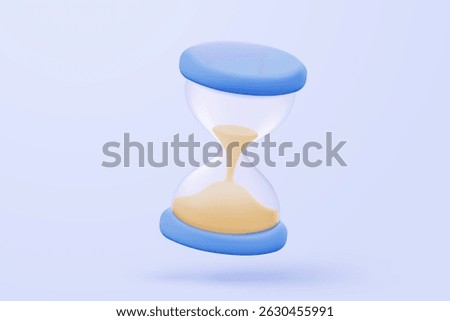 3d hourglass alarm clock simplicity icon signs with notice. New urgency reminder management concepts for social media. 3d hour watch announce icon for measurement time vector render illustration