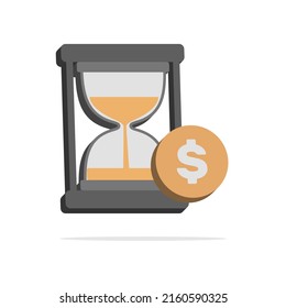 3d hourglass with dollar icon in minimal cartoon style