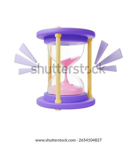 3d Hourglass or Sandclock with Sand Inside Concept Cartoon Design Style Isolated on a White Background. Vector illustration