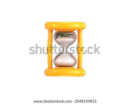 3D hourglasses icon on Watch with sand inside to measure time, Countdown to deadline icon vector illustration