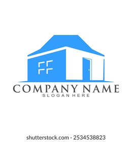 3D house building logo design vector