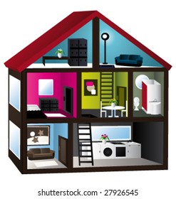 3d House Cut Vector Illustration