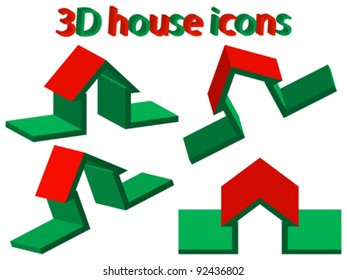 3d house icons against white background, abstract vector art illustration