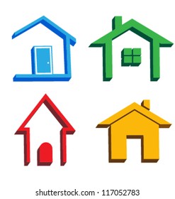 3D house icons vector