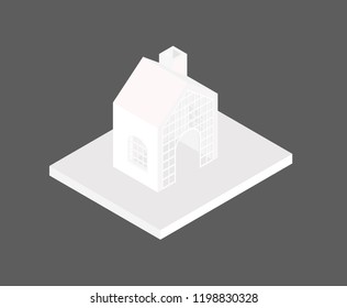 3D house real estate isolated on brown background. Vector illustration. Home icon for web design.