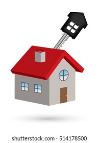 3d house vector with house key