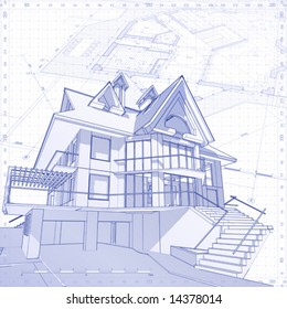 3d house: vector technical draw
