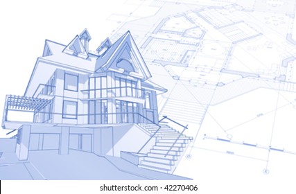 3d house: vector technical draw