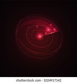 3d hud radar scanning the space . Military searching system blip . Navy radar with targets on screen . Technology background . Vector illustration .