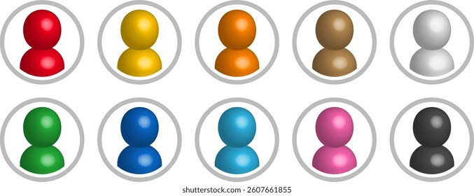 3d human avatar circular icon set