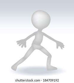 3d human basketball player with ball on white background